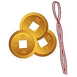 Amscan 9913290 - Lunar New Year Lucky Gold Coins & Red String Party Favours - 24 Pieces