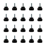 Tabanzhe 20pcs M4 x 10mm Carbon Steel Threaded Knurled Thumbscrew - Black Round Clamping Screws for Various Applications