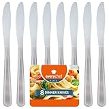 SOL 8pk Dinner Knives - 22cm Stainless Steel Table Knives, Dishwasher Safe Cutlery Set, Durable Knife Cutlery for Dining, Sleek Table Knife Design