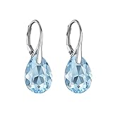 Philip Jones Sterling Silver Aquamarine Drop Earrings Created with Zircondia® Crystals