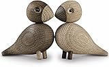 Kay Bojesen Lovely 1 Pair of Figurines 9 cm Song Birds Decoration Wooden, Brown