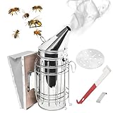 TUAKIMCE Bee Hive Smoker Stainless Steel Beekeeping Hive Tool with Heat Shield Beekeeping Equipment for Beginners