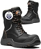 Avenger IGS S3 Safety Boots for Men – Lace & Zip Side Hi-Leg Work Boots – Non-Metallic, Lightweight, Slip Resistant, Waterproof and Breathable – Men’s Work and Utility Footwear, Black, Size UK 13