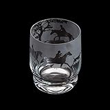 Dartington Crystal Aspect Hunting Scene Tumbler, Single | Hunting Tumbler Glass | 100mm | 350ml | A Hunting Scene is Wrapped Around The Rim of The Glass| Dishwasher Safe