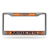 Rico Industries NCAA UTEP Miners Bling Chrome License Plate Frame with Glitter Accent