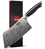 SHAN ZU Professional Cleaver Knife 18cm - Japanese Powder Steel 63 HRC Chef Knife Razor Sharp 12° Edge Vegetable Chopper with Pakkawood Handle Kitchen Utility Knives for Meat, Fish, Vegetables