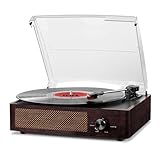 Vinyl Record Player Bluetooth Belt-Driven 3-Speed Turntable, Vintage Retro Record Players Built-in Stereo Speakers
