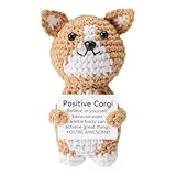 TOYMIS Positive Corgi, Standable Corgi Crochet Emotional Crochet Support Dog Positive Animal for Encouraging Gift Home Office Decoration Graduation Gift