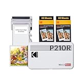 KODAK Mini 2 Retro 4PASS Portable Photo Printer (2.1x3.4 inches) Initial 8 Sheets + 60 Sheets Pack Bundle, White