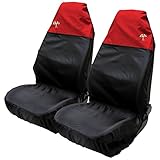 Xtremeauto® Waterproof FRONT Seat Covers with Chequered Flag Logo (Red)