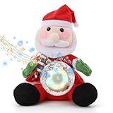 Aceshop Animated Plush Santa Claus Dolls, 11 inch Stuffed Musical Toy with LED Lights, Snow Globe Singing Christmas Toy Xmas Gifts for Kids (Red)