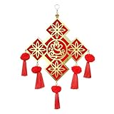 Decorative Ganesha Hanging Door MDF Wooden Square Bandanwar Toran for Indian Traditional Festival Decoration Handcrafted Valance Showpiece for Home Decor(Size:-14"X10")(Red,Golden)
