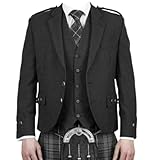 Bingo Sale New Men's Scottish Argyle Charcoal Tweed Kilt Jacket with Waistcoat (as8, Numeric, Numeric_42, Regular, Regular)