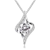 B.Catcher Women Necklace, Sterling Silver Necklace with 5A Cubic Zirconia, 20mm*12mm Pendant, Delicate & Sparkling, Ideal for Parties, Weddings & Gifting, for Wife, Mom, Girlfriend, Daughter, Friend