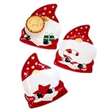 Christmas Gonk Ceramic Serving Plates, Set of 3, Red and White, 25 x 19 cm