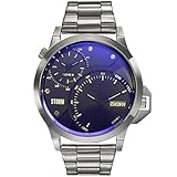 STORM AVALONIC Lazer Blue Men's Dual time Watch with Metal Strap, Day and Date Function, and Water Resistant to 50m