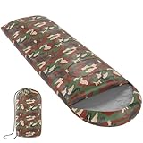 ZENO Sleeping Bag | Sleeping Bags For Adults | Waterproof & Lightweight | 3 Season Sleeping Bag | Includes Lightweight Carry Bag | Ideal For Cold & Warm Weather | Comfort Padded (Camo)