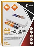 A4 Laminating Pouches – 120 Sheets | 100 Micron | Gloss Finish | Waterproof, Durable, Trimmable, Wipeable | 3mm Border for Smooth Sealing | Perfect for Documents, Photos, Menus, Certificates