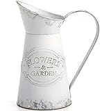 SOUJOY Rustic Shabby Chic Vase, Farmhouse Galvanized Flower Vase, Metal Milk Jug Vase, French Style Vintage Decorative Pitcher for Home Decor, Photo Props, Sparklers for Weddings