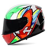 BaoFuStore Aldult Racing Helmet Motorcycle Helmet Full Face Motorbike Moped Street Bike Helmet Double Lens Detachable Inner Liner,DOT/ECE Certification for Men and Women,Totem B,M
