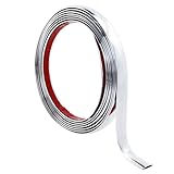 9.8Ft Peel and Stick Wall Trim, Self Adhesive Flexible Moulding Trim Tile Edging Trim Metalized PVC Mirror Frame for Mirror Car Tile Edge Door Ceiling Floor Panel Cabinet Corner Decor Silver