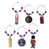 6 London Souvenir Charm – London Landmark Charm – London Souvenir Glass Charms - Glass Markers - Party Accessories - British Gift Set with Gift Box