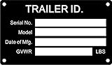 CWZ Aluminum Blank Trailer VIN ID Replacement Tag Vin Plate Serial GVWR Medical Blank Black VIN ID Plate Data TAG Serial Model Number 1PCS