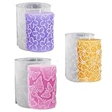 Bekecidi 3 PCS Candle Moulds for Candle Making, Butterfly Pillar Candle Moulds Silicone Epoxy Resin Moulds Flower Cylinder Candle Molds for Making 3D Candles Soap Aromatherapy DIY Crafts