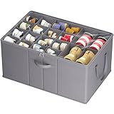 Lifewit Large Stackable Storage Shoe Organiser for Wardrobe, Foldable Shoe Box Fits 20 Pairs Total with Clear Cover and Reinforced Handles, Space Saving Holder for Sneakers Boots Heels, 1 Pack Gray
