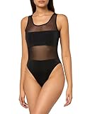Norma Kamali Women's Dash Mio One Piece Swimsuit, Black/Black Mesh, Large