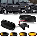 OZ-LAMPE LED Dynamic Side Indicator Compatible for Land Rover Discovery 2 Defender Freelander 1, 2Pcs Amber Car Turn Signal Light Smoked Lens, Canbus Error Free Sequential Side Marker Blinker