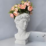 Greek Statue, Hosrnovo 10Inch Large David Head Vase Planter for Garden and Home, Roman Style Vintage White Flowers Bowl Creative Housewarming Gift