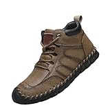 Shoes for Men, Men's Casual Leather Good Arch Support, Outdoor Breathable Walking Shoess (Khaki,8.5)