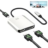 Minthouz USB C to HDMI Splitter, 4k@60hz Dual HDMI Adapter with 95W PD,3 in 1USB C Hub,USB-C to HDMI 2.0 for MacBook/Chromebook Pixel/Lenovo/Surface/Dell(MST For Windows Only)