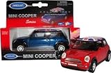 Mini Cooper Model Made of Die Cast Metal and Plastic Parts - Pull Back and Go Action - Navy Blue