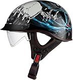 Half Open Face Motorcycle Helmet Motorcycle Helmets Retro Bowl Helmet, Lightweight Motorcycle Helmets, Vintage Cromwell Helmets for Urban Motorbike Scooter ECE Certified G,L59-60CM