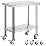 VEVOR Work Table 30 x 18 x 34 Inches Stainless Steel Catering Work Table 100 kg for Load Capacity Food Preparation Table Commercial Work Table for Kitchen Bar Restaurant 4 Adjustable Feet