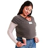 Sleepy Wrap Baby Carrier Newborn to Toddler (7-35 lbs/3-15 kg) - Hands-Free & Hip-Healthy Baby Wrap Carrier, Machine-Washable & Breathable (Dark Grey)