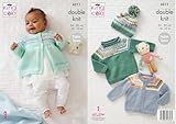 King Cole Knitting Pattern Double Knit Baby Cardigan Sweater Matinee Coat & Hat (6211)