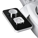 Bidet Attachment for Toilet UK- SAMODRA Non-Electric Cold Water Bidet Toilet Seat Attachment with Pressure Controls,Retractable Self-Cleaning Dual Nozzles for Frontal & Rear Wash - Black