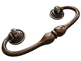 Universal Hardware Vintage Brass Drawer Handle Solid Cabinet Drop Swan Neck Handles Old Brass 411B