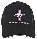 Checkered Flag Men's Ford Mustang Cap Tri-Bar Pony Logo Adjustable Black Hat