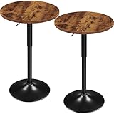 Yaheetech 2pcs Round Bar Tables for Cocktail Bar Home Bar Pub Coffee Tea Dining Bistro Table, Rustic Brown