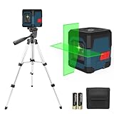 Laser Level with Tripod,RockSeed Green Cross Laser Level Horizontal and Vertical Line Rotatable 360 Degree Self Levelling Laser Level with Manual/Self-Leveling Mode Carrying Pouch,Battery Included