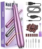 Electric Nail Files, Professional Nail Drill Machine, 20000RPM Adjustable Speed Manicure Pedicure Set with 6 Drill Bits, Low Vibration Low Noise Electric Nail Drill for Gel/Acrylic Nails for Beginner