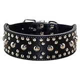 haoyueer New Unisex Studded Leather Dog Collars Medium Large Dog Necklace for Pitbull Doberman Sizes M L … (L, Black)