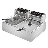 Bonnlo Electric Deep Fat Fryer, 12 Litre/12.7QT Commercial Deep Fryer Easy Clean, Adjustable Temperature Control, Chip Pan with Basket & Lid for Kitchen, Restaurant, 5000W, Stainless Steel