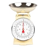 Innoteck Mechanical Kitchen Scale - Stainless Steel Kitchen Scales with Bowl & Large Dial, Analogue Food Scale with 5kg Capacity, Food Weigher with Non-Slip Feet for Baking and Cooking, Cream