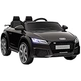 HOMCOM Audi TT RS Licensed 12V Kids' Electric Ride on, Electric Car for Kids with Parental Remote Forward Reverse, Lights, Horn, Music, MP3 Player, Seatbelt, Black
