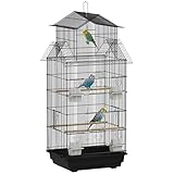 PawHut Bird Cage Budgie Cage with Slide Tray Handle for Finch Canary 43 x 32.5 x 104cm, Black